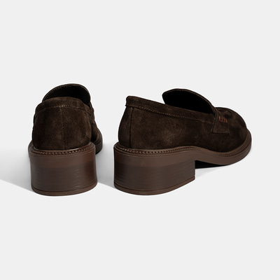 Kadın Kahve Topuklu Süet Loafer
