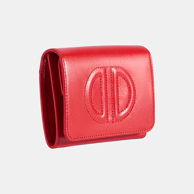 Kadın Kırmızı D Logolu Deri Cüzdan