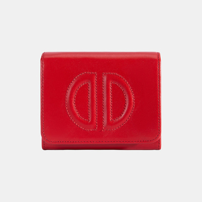 Kadın Kırmızı D Logolu Deri Cüzdan