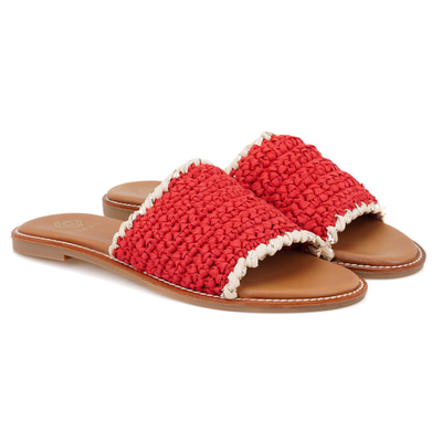 Kadın Kırmızı Örgülü Terlik