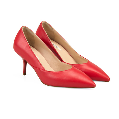 Kadın Kırmızı Topuklu Deri Stiletto