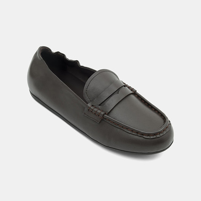 Kadın Koyu Kahve Slip-On Deri Loafer