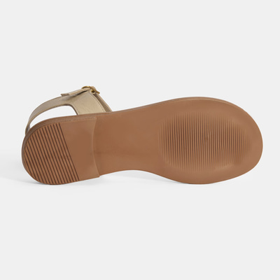 Kadın Krem Ayarlanabilir Tokalı Deri Sandalet