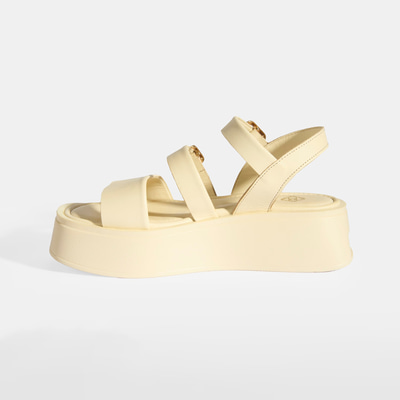 Kadın Krem Deri Sandalet