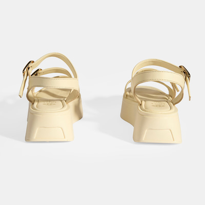 Kadın Krem Deri Sandalet