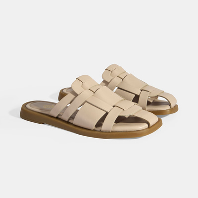 Kadın Krem Deri Terlik 