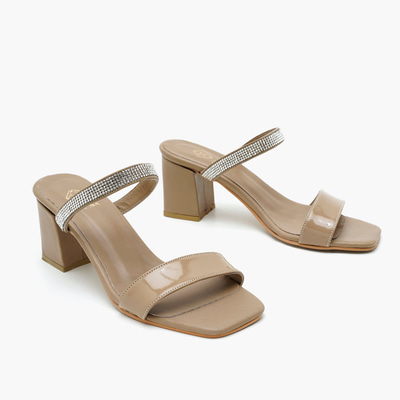 Kadın Krem Topuklu Terlik