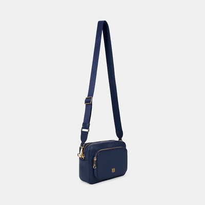 Kadın Lacivert Çift Gözlü Deri Postacı Çantası