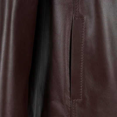 Kadın Lacivert Gömlek Yakalı Deri Ceket