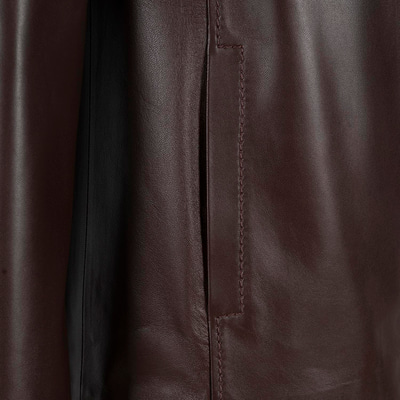 Kadın Lacivert Gömlek Yakalı Deri Ceket