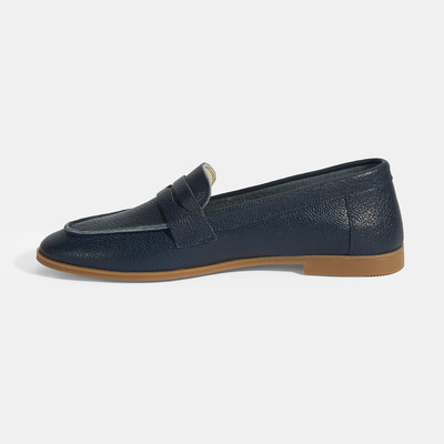 Kadın Lacivert Slip-On Deri Loafer