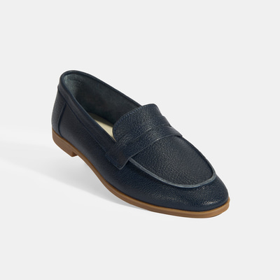 Kadın Lacivert Slip-On Deri Loafer