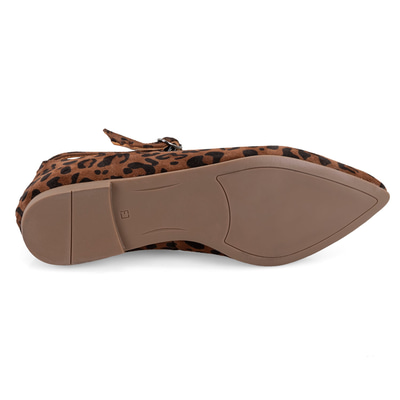 Kadın Leopar Mary Jane Deri Babet