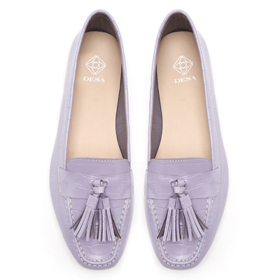 Kadın Lila Kroko Baskılı Deri Loafer