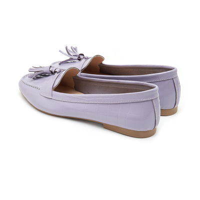 Kadın Lila Kroko Baskılı Deri Loafer