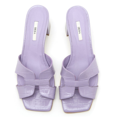 Kadın Lila Kroko Baskılı Deri Terlik