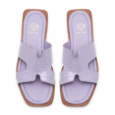 Kadın Lila Kroko Baskılı Deri Terlik