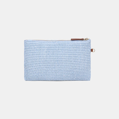 Kadın Mavi Balık Motifli Hasır Clutch