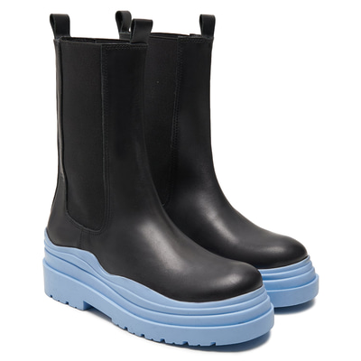 Kadın Mavi Deri Chelsea Bot