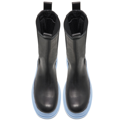 Kadın Mavi Deri Chelsea Bot