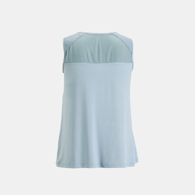 Kadın Mavi Deri Detaylı Perforeli Bluz