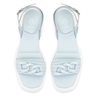 Kadın Mavi Deri Sandalet