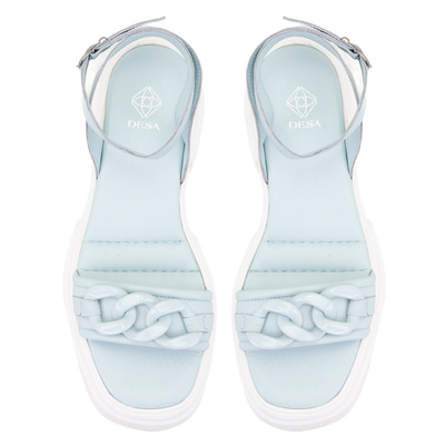 Kadın Mavi Deri Sandalet