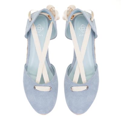 Kadın Mavi Dolgu Topuk Süet Espadril