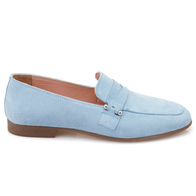 Kadın Mavi Süet Deri Loafer
