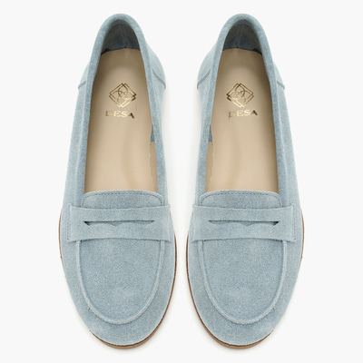 Kadın Mavi Süet Deri Loafer