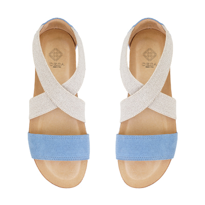 Kadın Mavi Süet Deri Sandalet