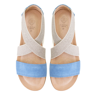 Kadın Mavi Süet Deri Sandalet