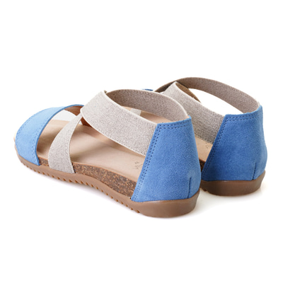 Kadın Mavi Süet Deri Sandalet