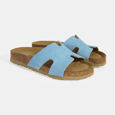 Kadın Mavi Süet Terlik