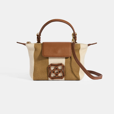 Kadın Monogram Logolu Vizon Çizgili Kumaş El Çantası