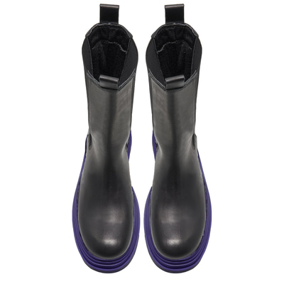 Kadın Mor Deri Chelsea Bot