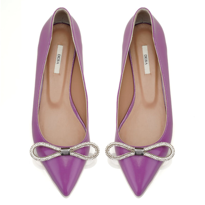 Kadın Mor Fiyonklu Rugan Deri Babet