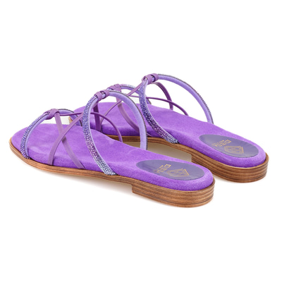 Kadın Mor Parlak Taşlı Terlik