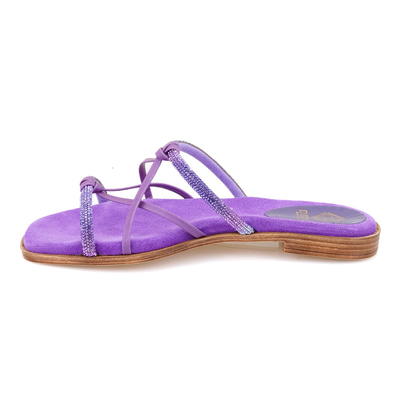 Kadın Mor Parlak Taşlı Terlik