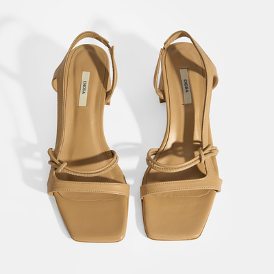 Kadın Nude Topuklu Deri Sandalet