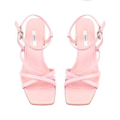 Kadın Pembe Ayarlanabilir Tokalı Topuklu Deri Sandalet
