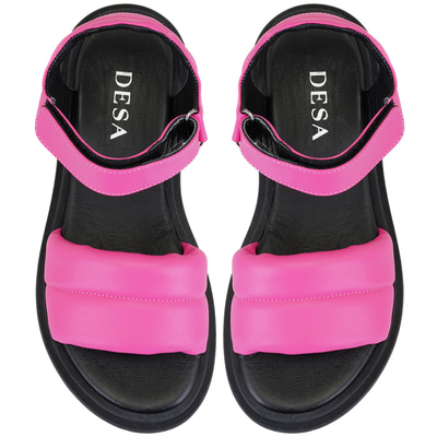 Kadın Pembe Dolgu Tabanlı Deri Sandalet