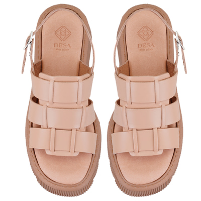 Kadın Pembe Dolgu Tabanlı Deri Sandalet