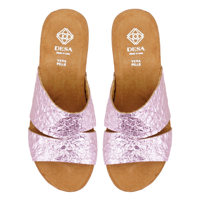 Kadın Pembe Dolgu Topuklu Deri Terlik