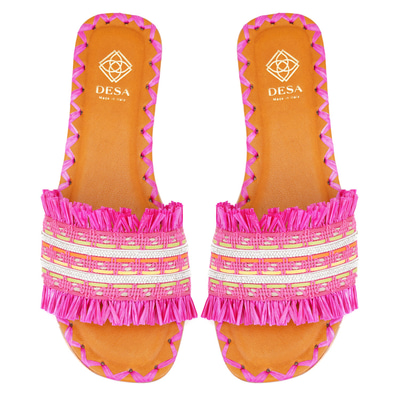 Kadın Pembe Hasır Örgülü Terlik