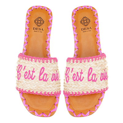 Kadın Pembe Hasır Örgülü Terlik