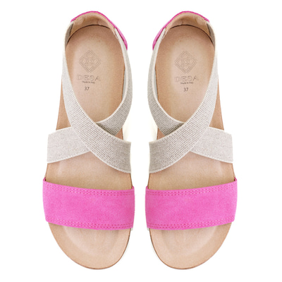 Kadın Pembe Süet Deri Sandalet