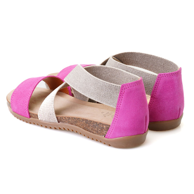 Kadın Pembe Süet Deri Sandalet