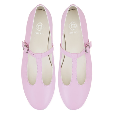 Kadın Pembe T-Bant Mary Jane Deri Babet