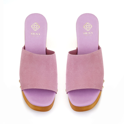 Kadın Pembe Topuklu Süet Deri Terlik